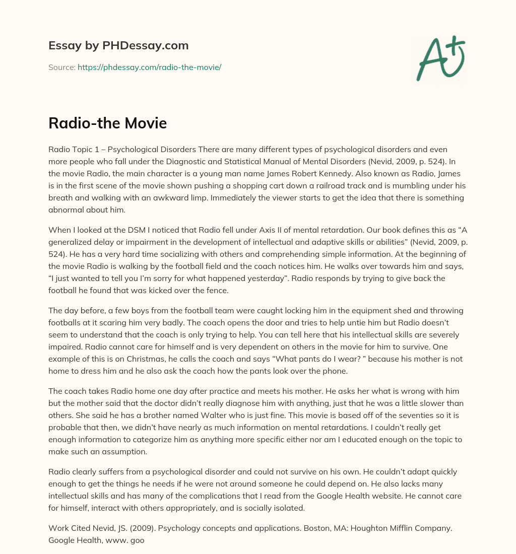 Radio-the Movie essay