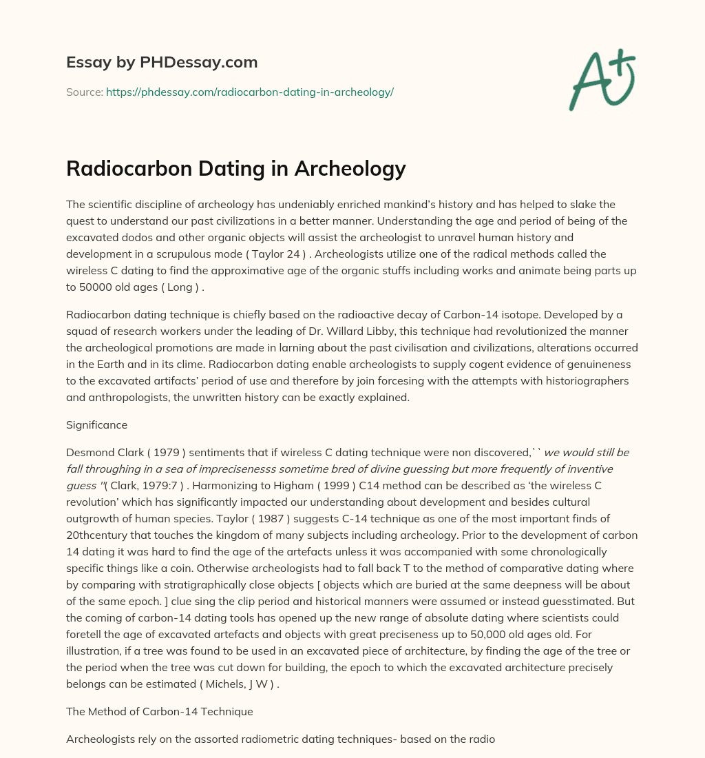 Radiocarbon Dating in Archeology essay