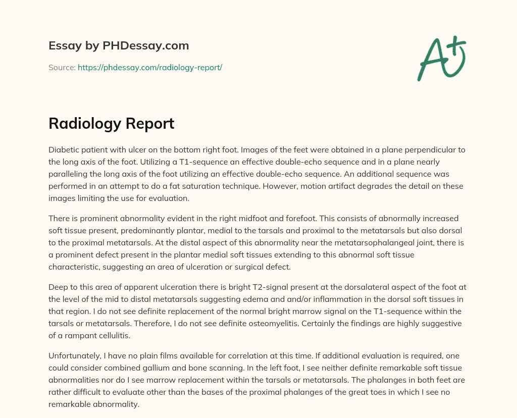 Radiology Report (300 Words)