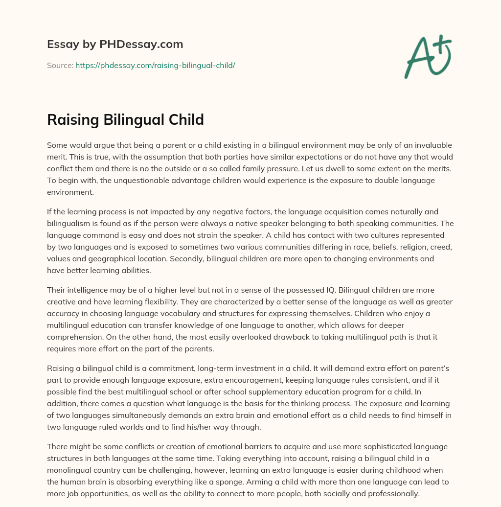 Raising Bilingual Child essay