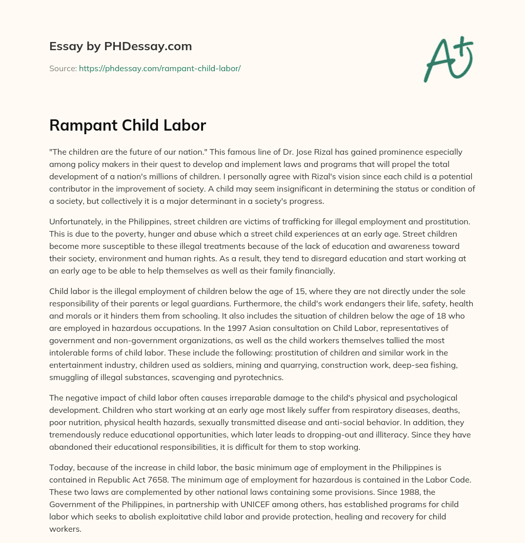 Rampant Child Labor essay