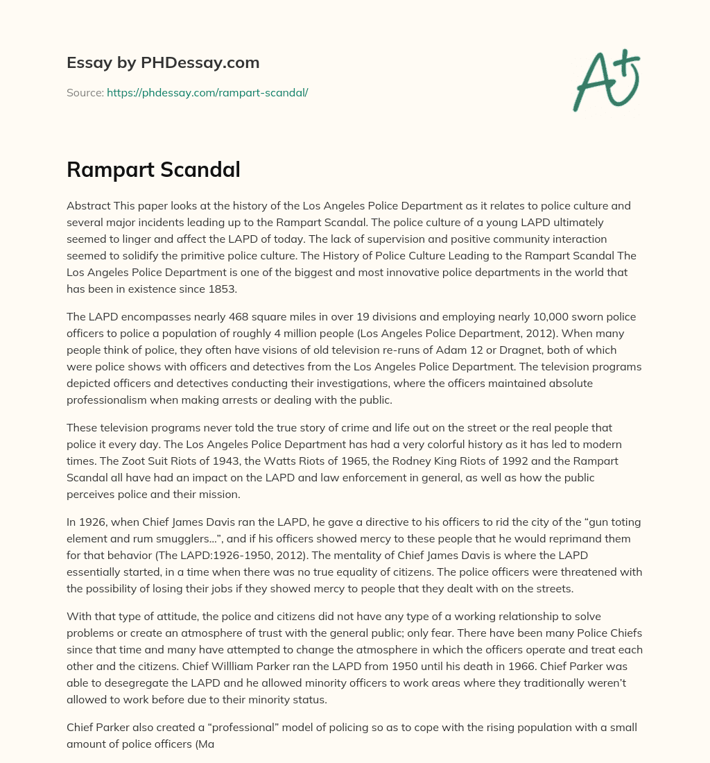 Rampart Scandal essay