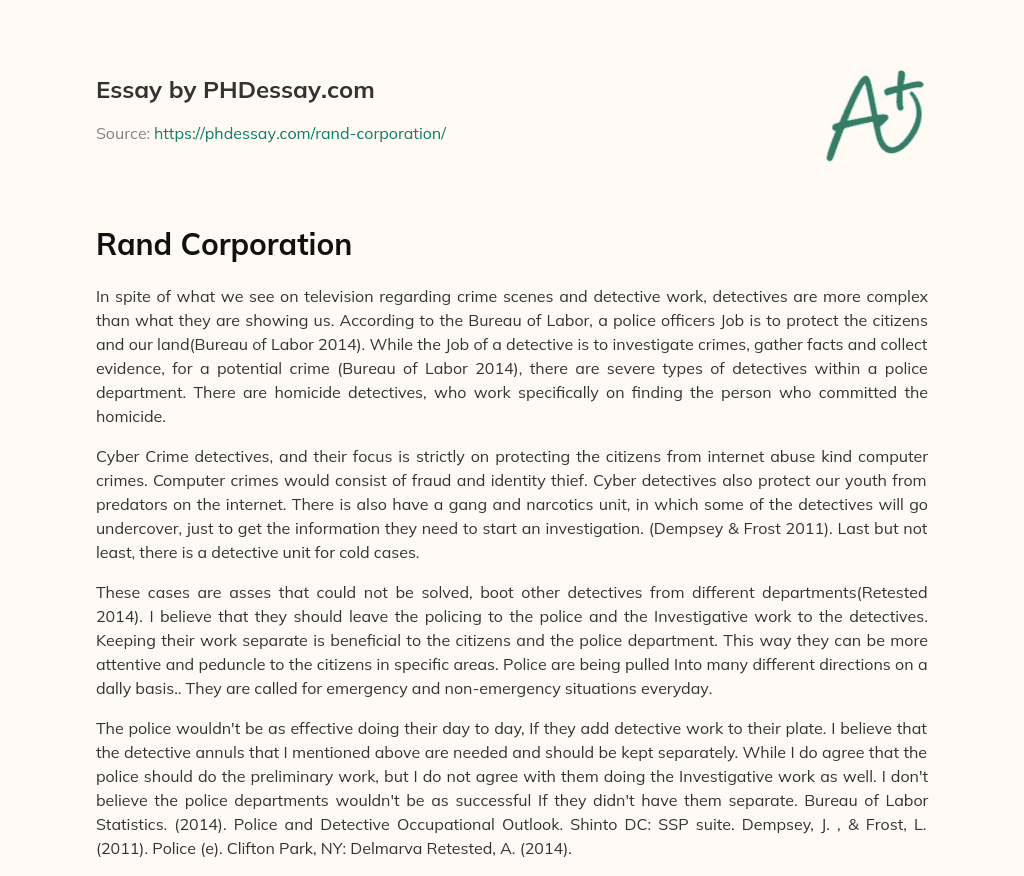 Rand Corporation essay