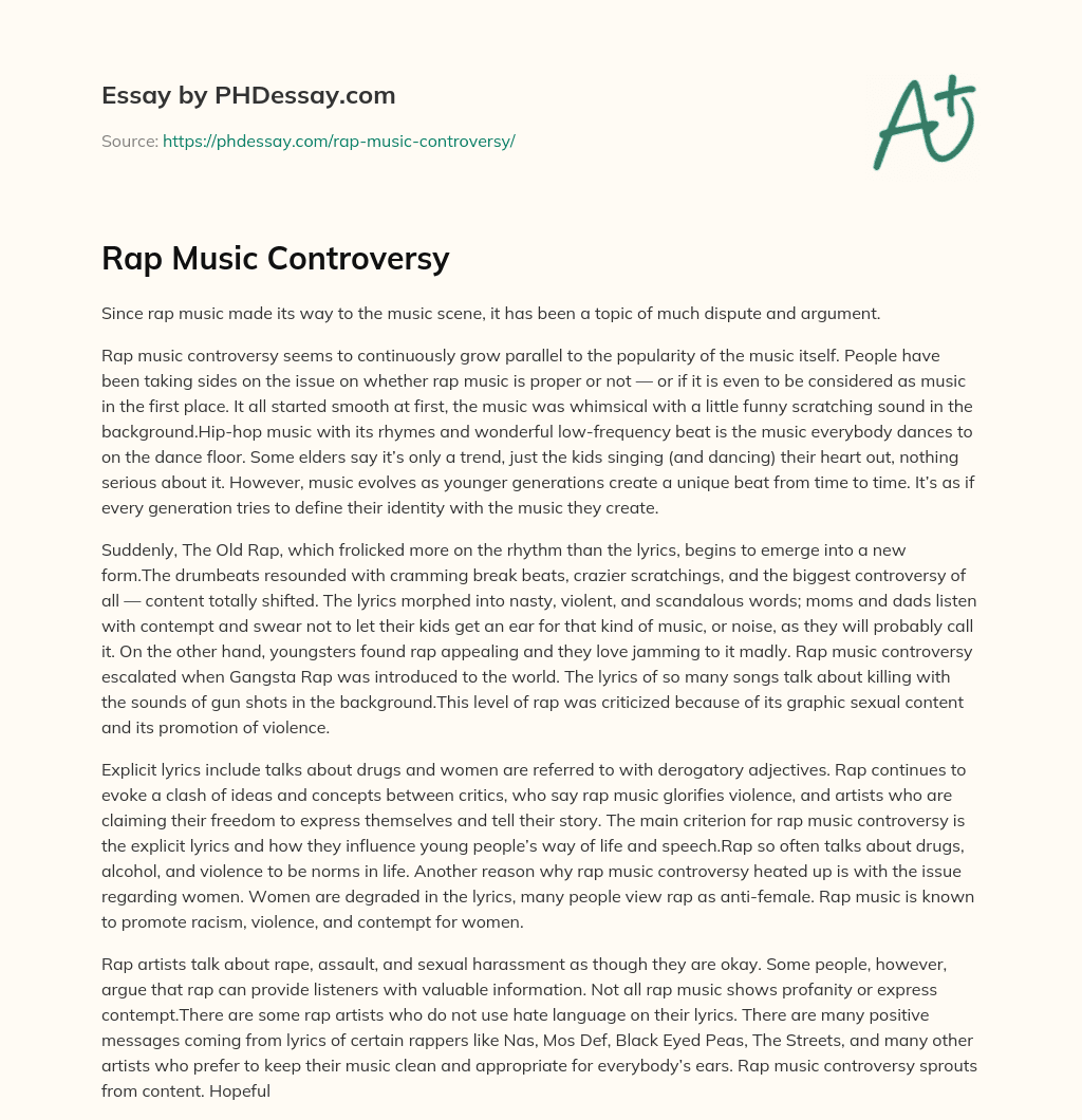 Rap Music Controversy essay