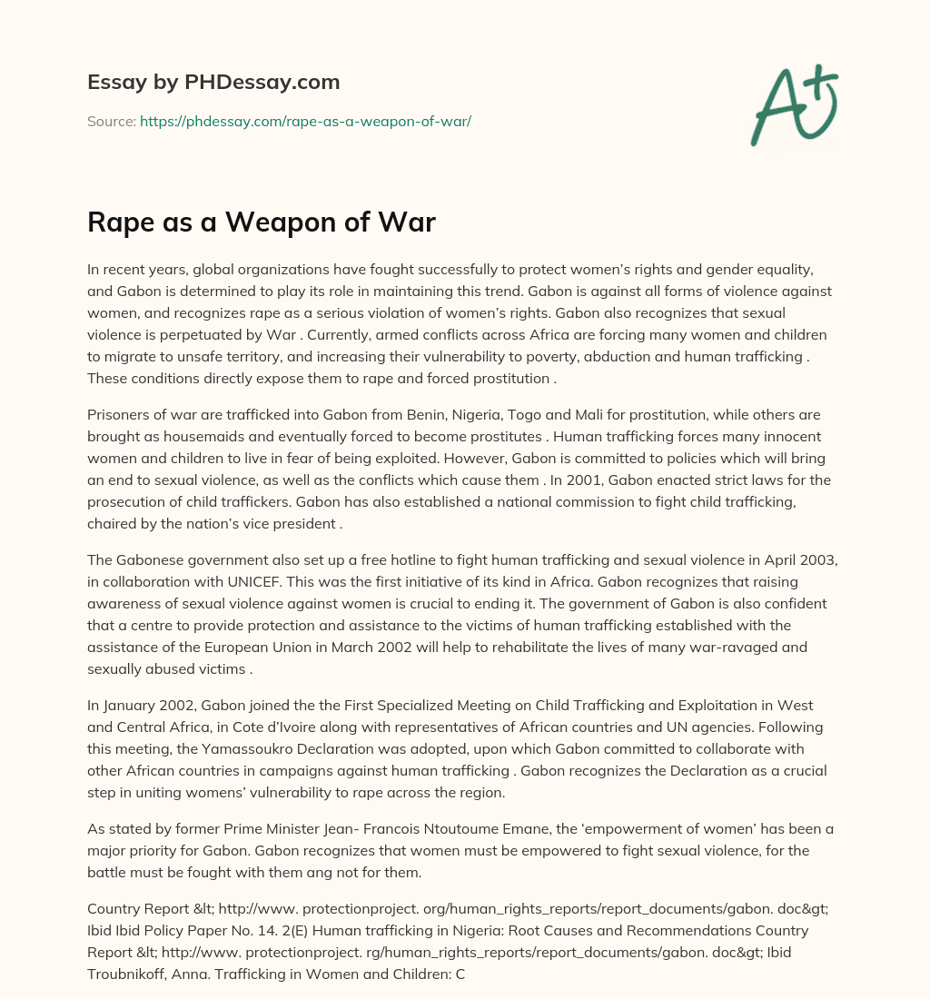 Rape as a Weapon of War essay