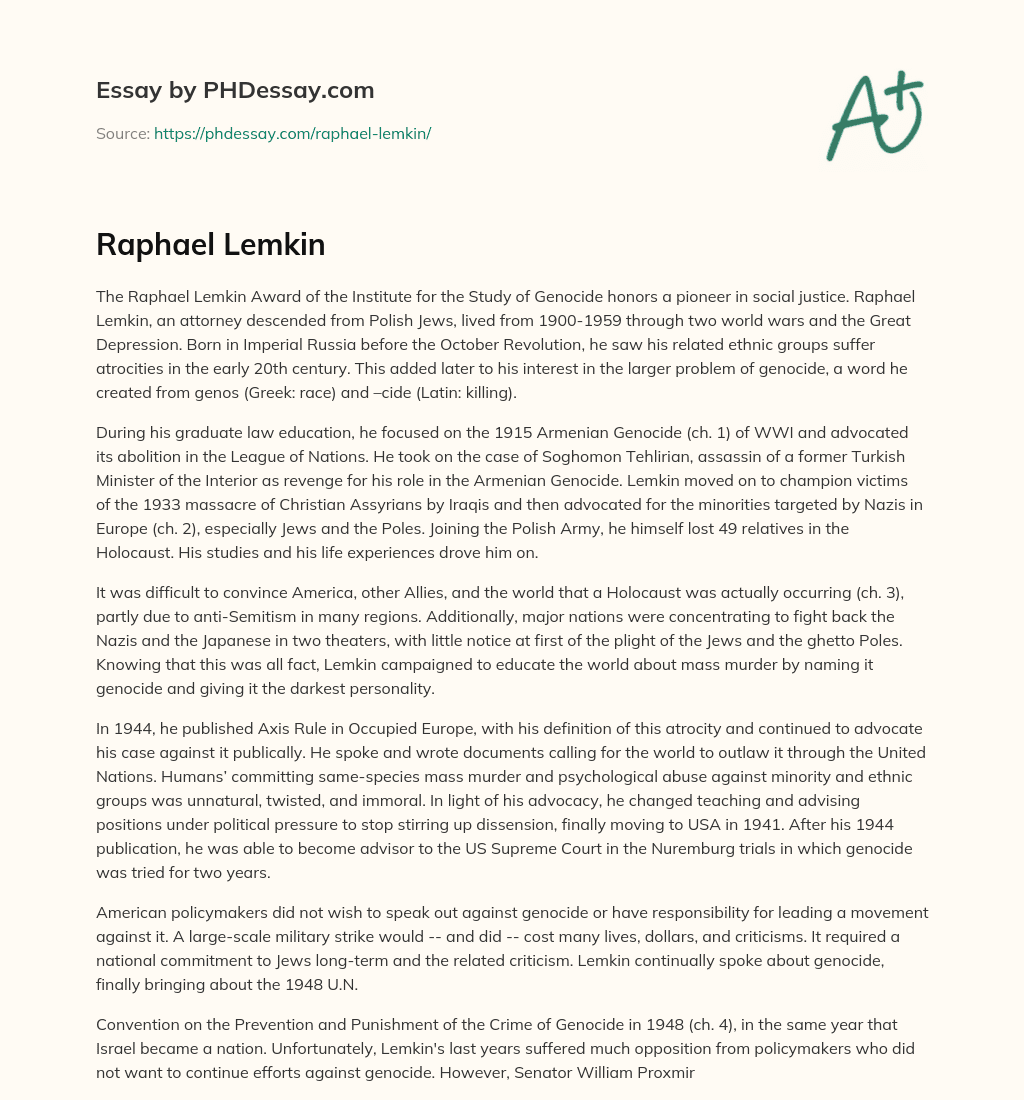 Raphael Lemkin essay
