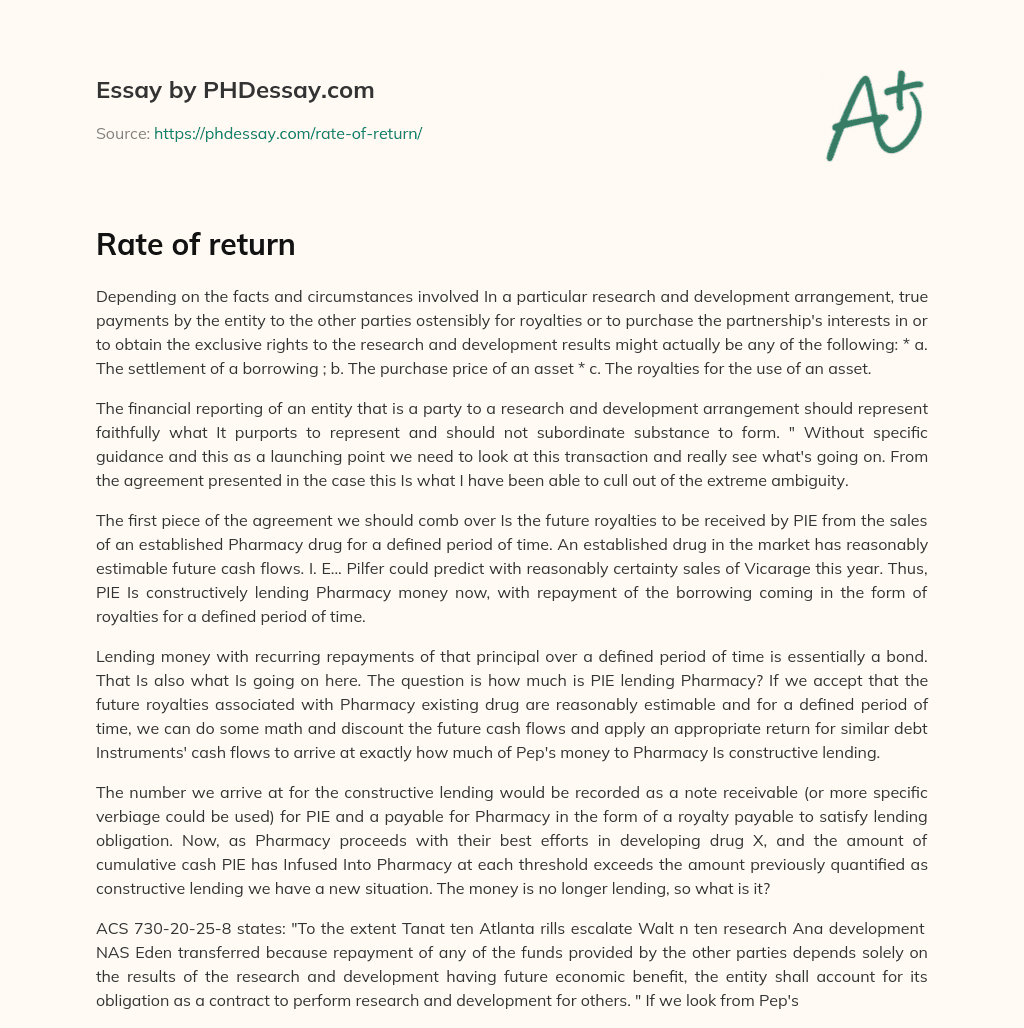 Rate of return essay