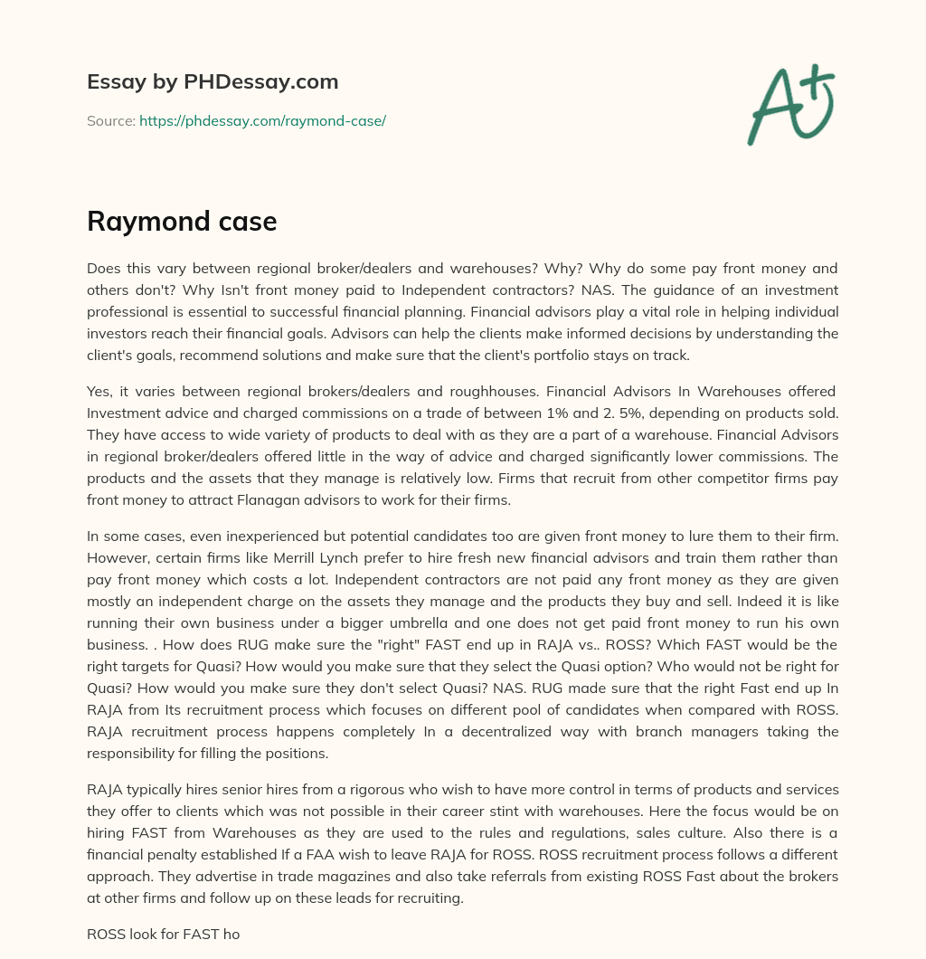 Raymond case essay