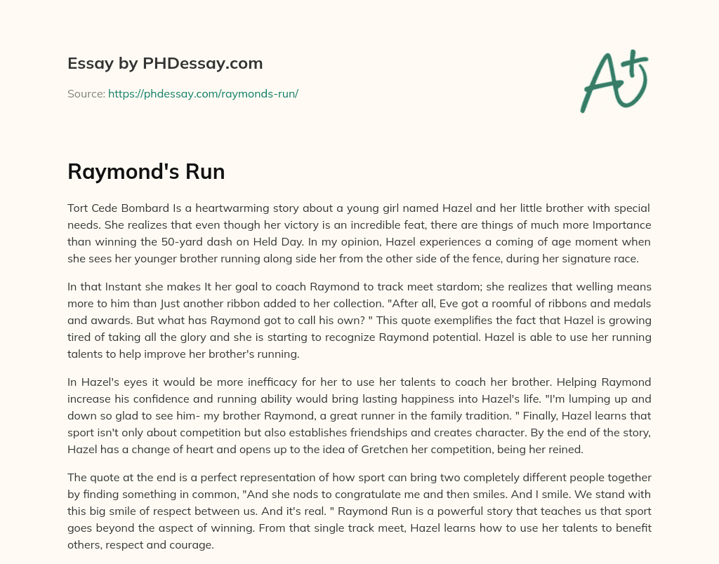 literary essay on raymond's run