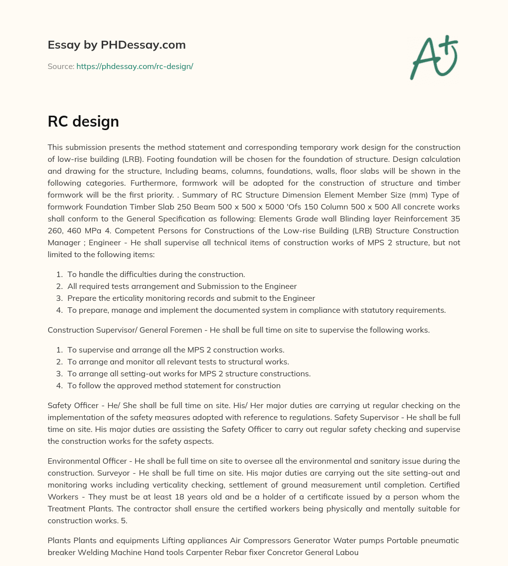 RC design essay