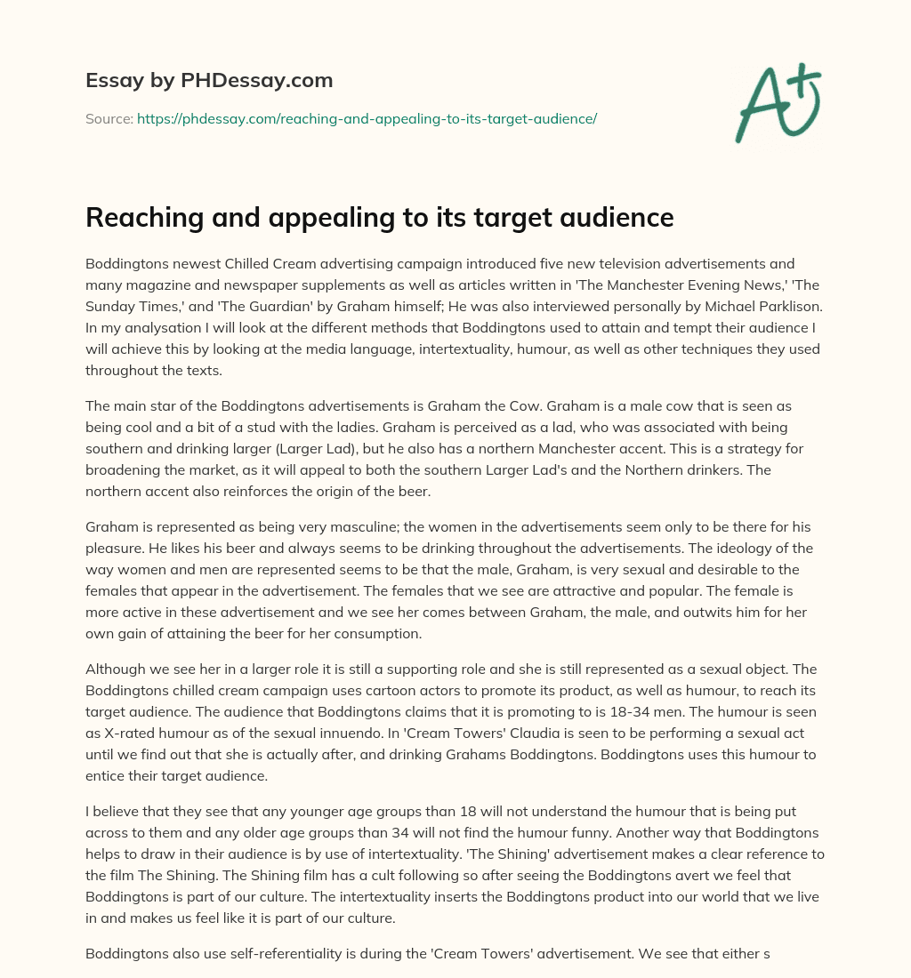 Reaching and appealing to its target audience essay