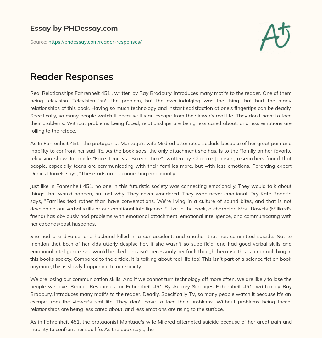 Reader Responses essay