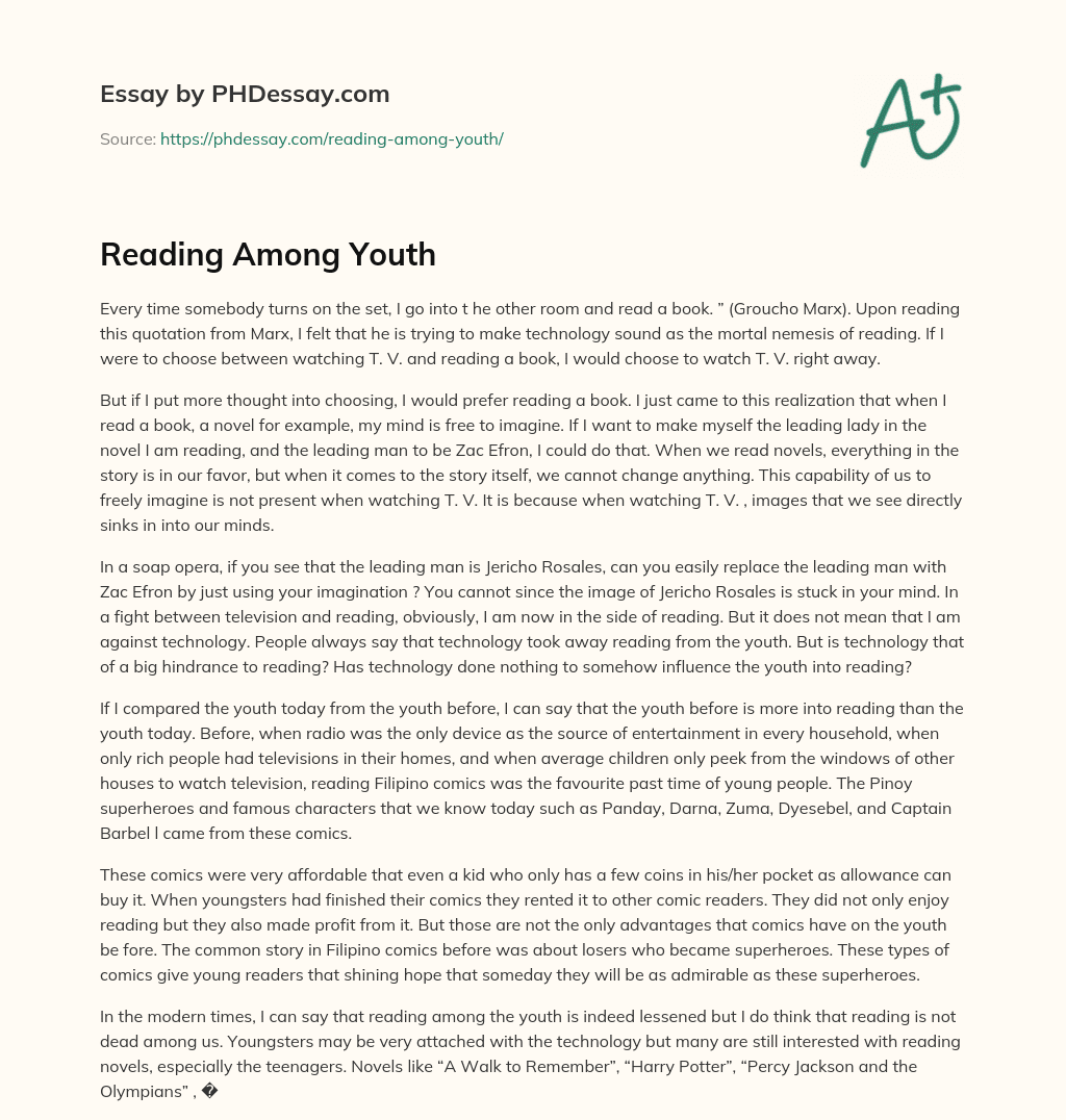 Reading Among Youth essay