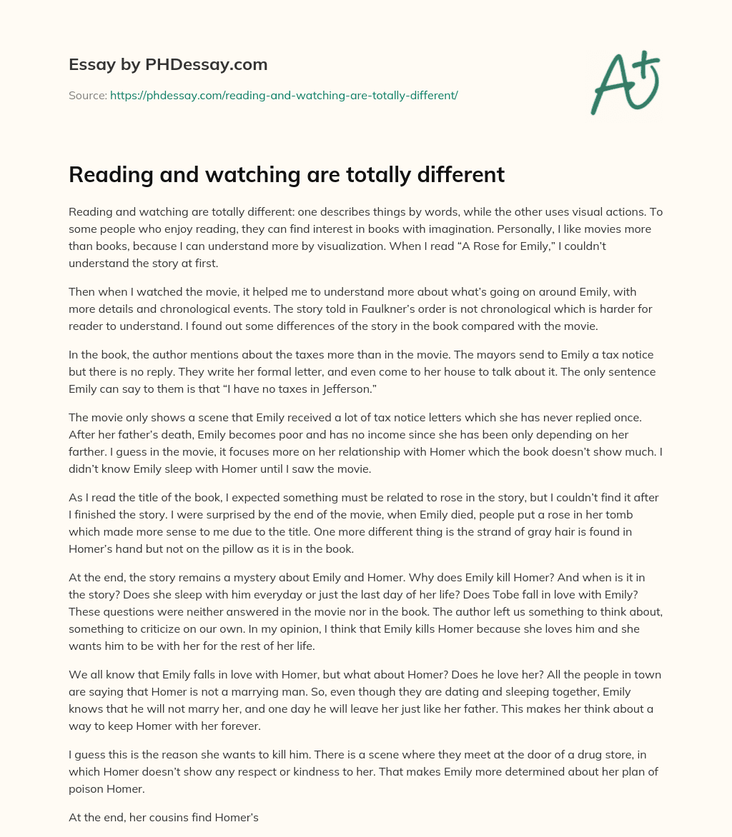 Reading and watching are totally different essay
