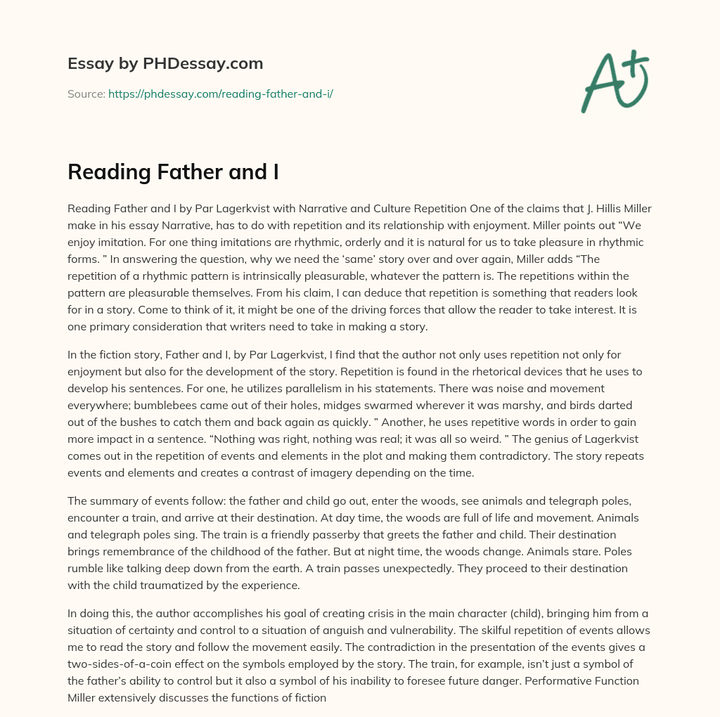 Reading Father and I essay