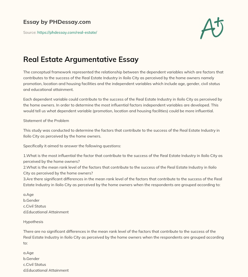 essay on real estate sector