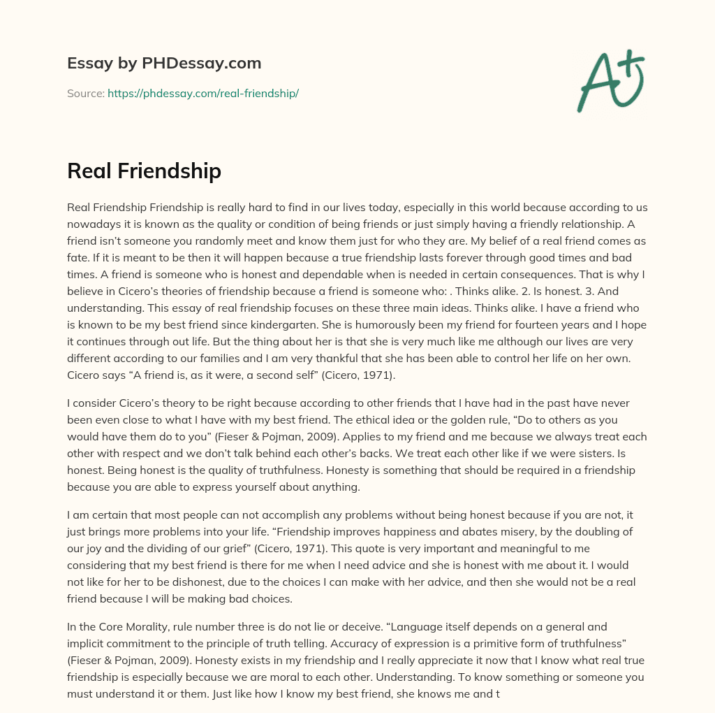 Real Friendship essay
