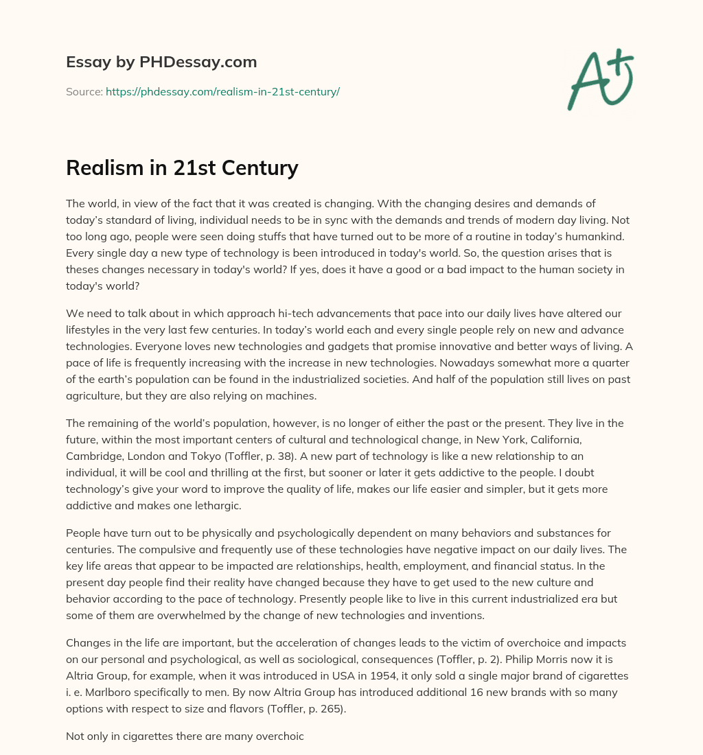 Realism in 21st Century