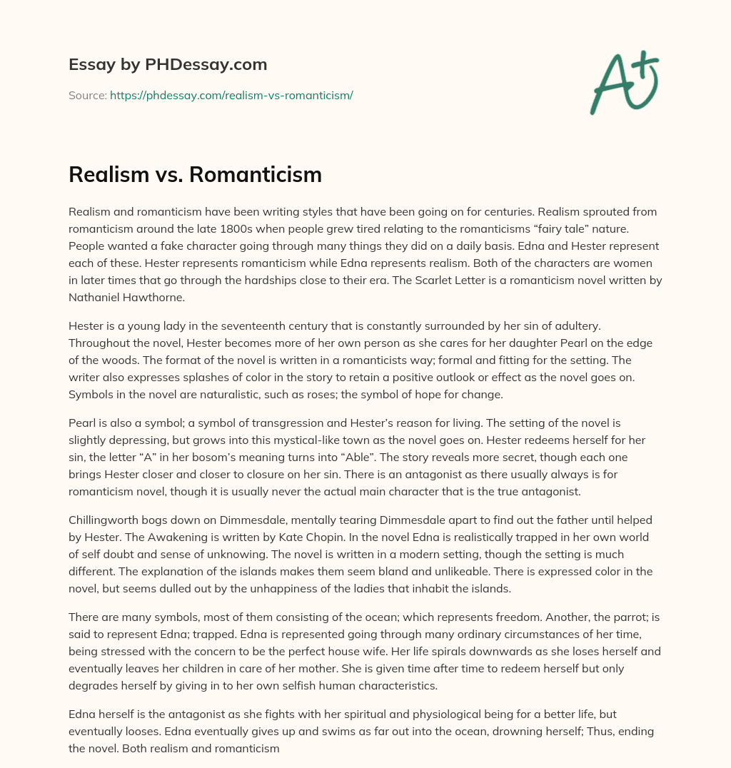 Realism vs. Romanticism essay