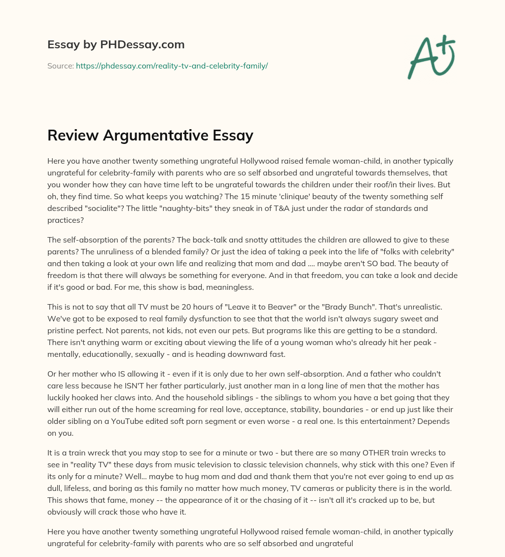 Review Argumentative Essay essay