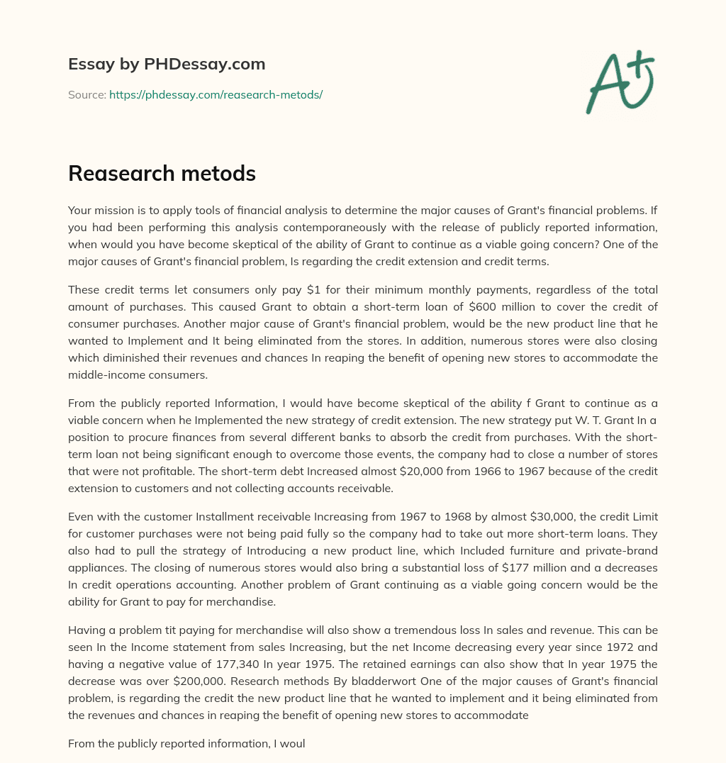 Reasearch metods essay