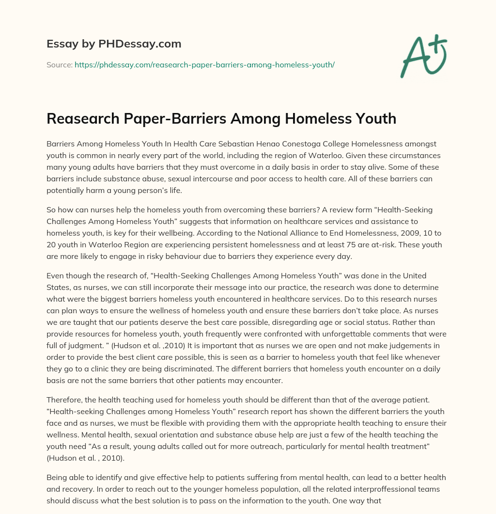research papers on homeless youth