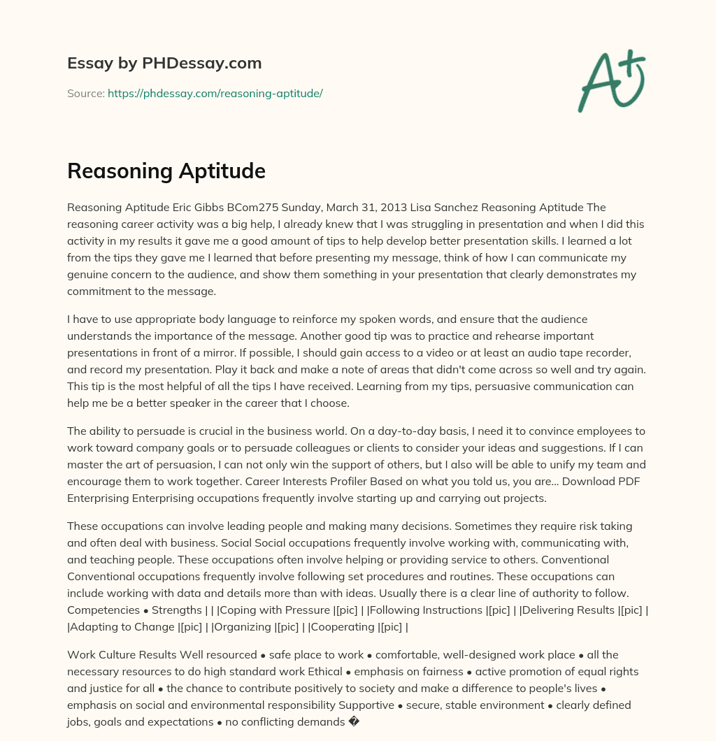 Reasoning Aptitude essay
