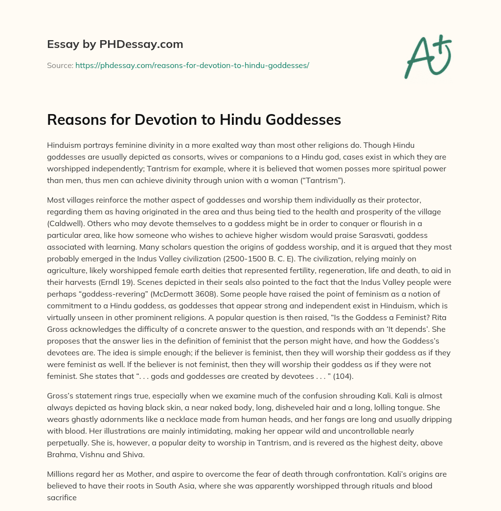 Reasons for Devotion to Hindu Goddesses essay