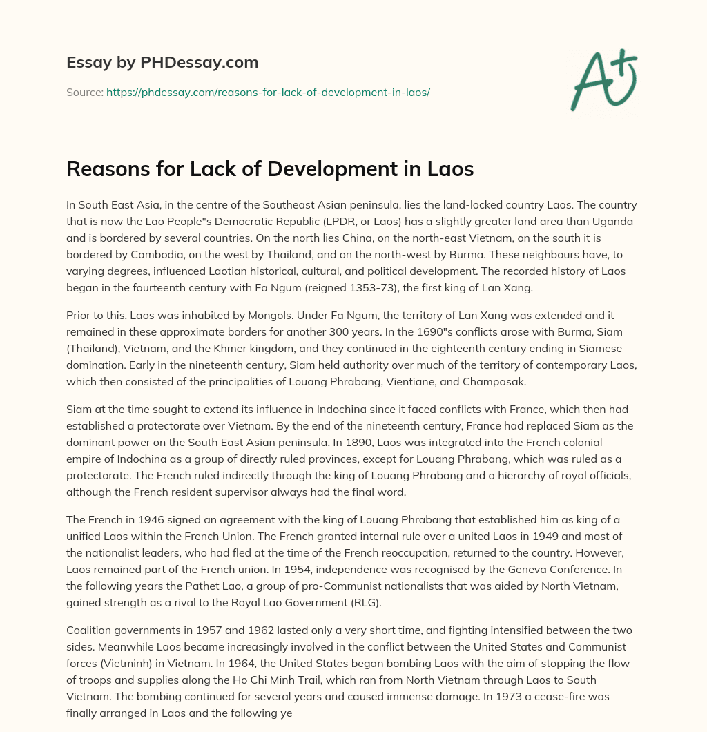 Reasons for Lack of Development in Laos essay