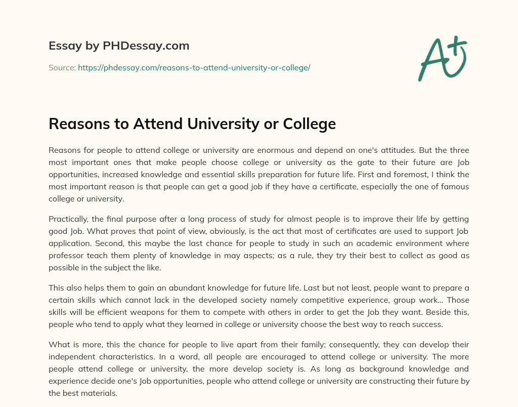 why i would like to attend college essay