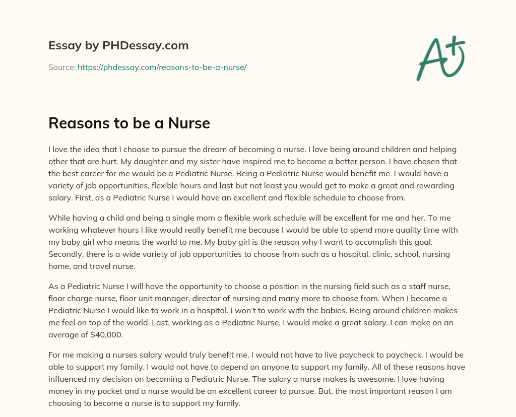 why i am a nurse essay