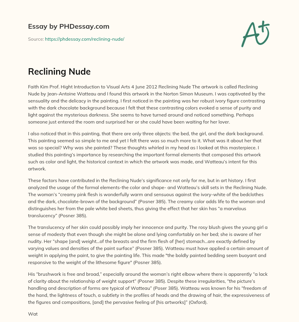 Reclining Nude essay