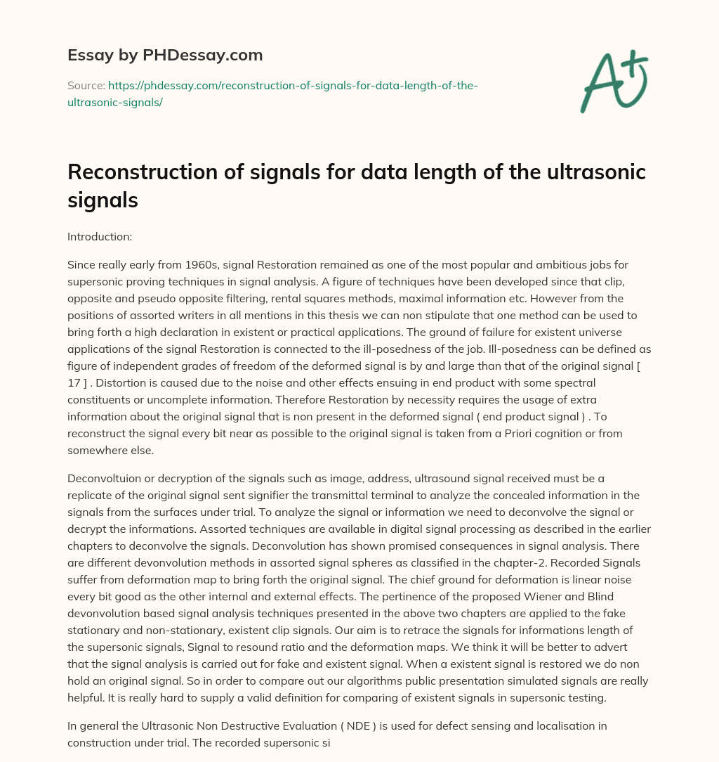 Reconstruction of signals for data length of the ultrasonic signals essay