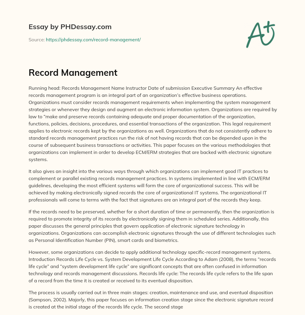 Record Management essay