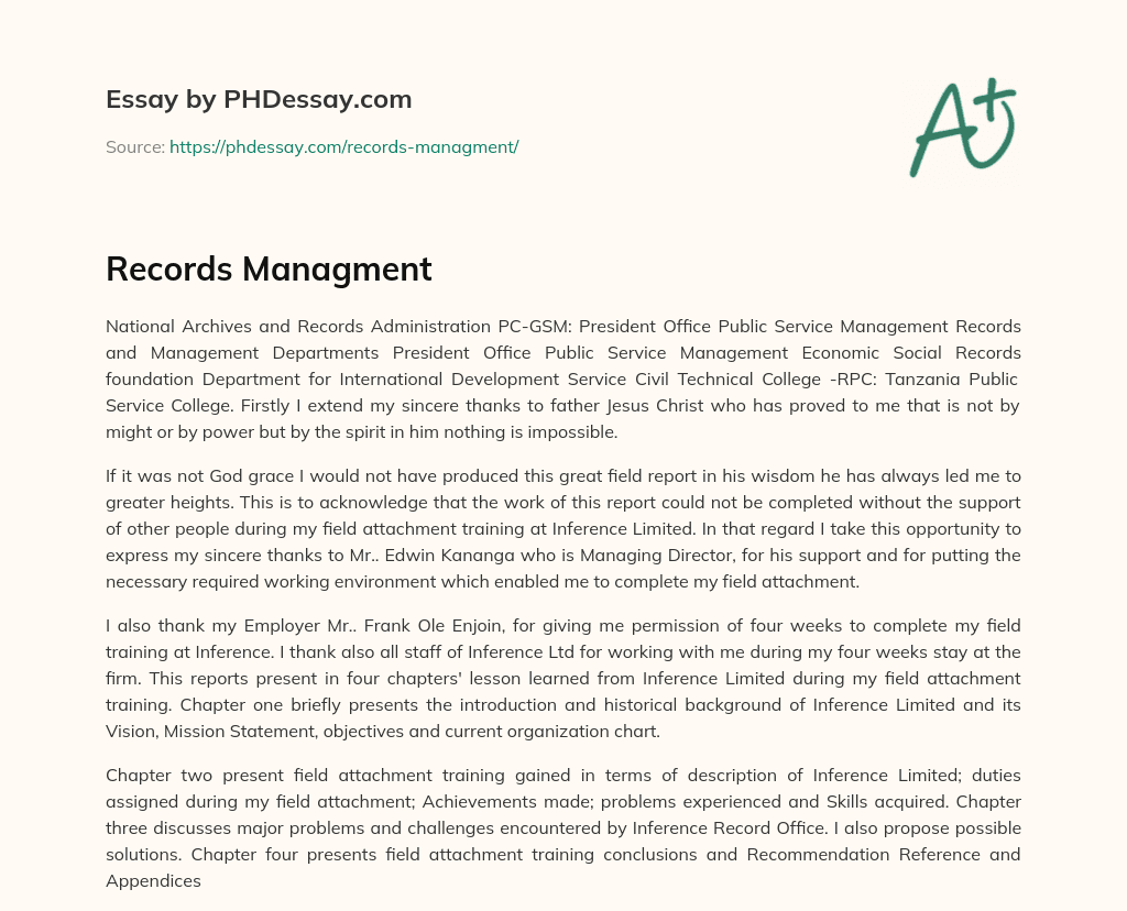 Records Managment essay