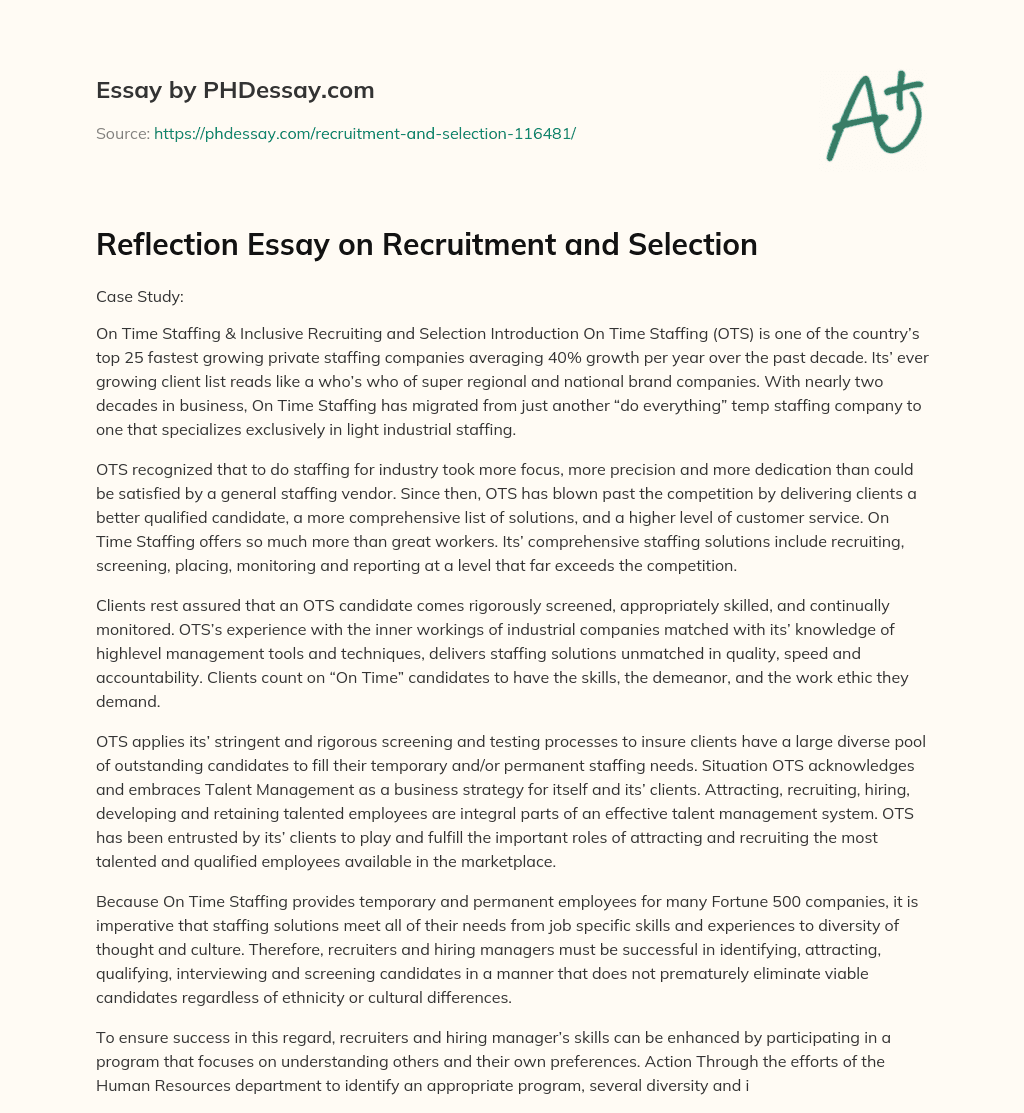 essay on national recruitment agency