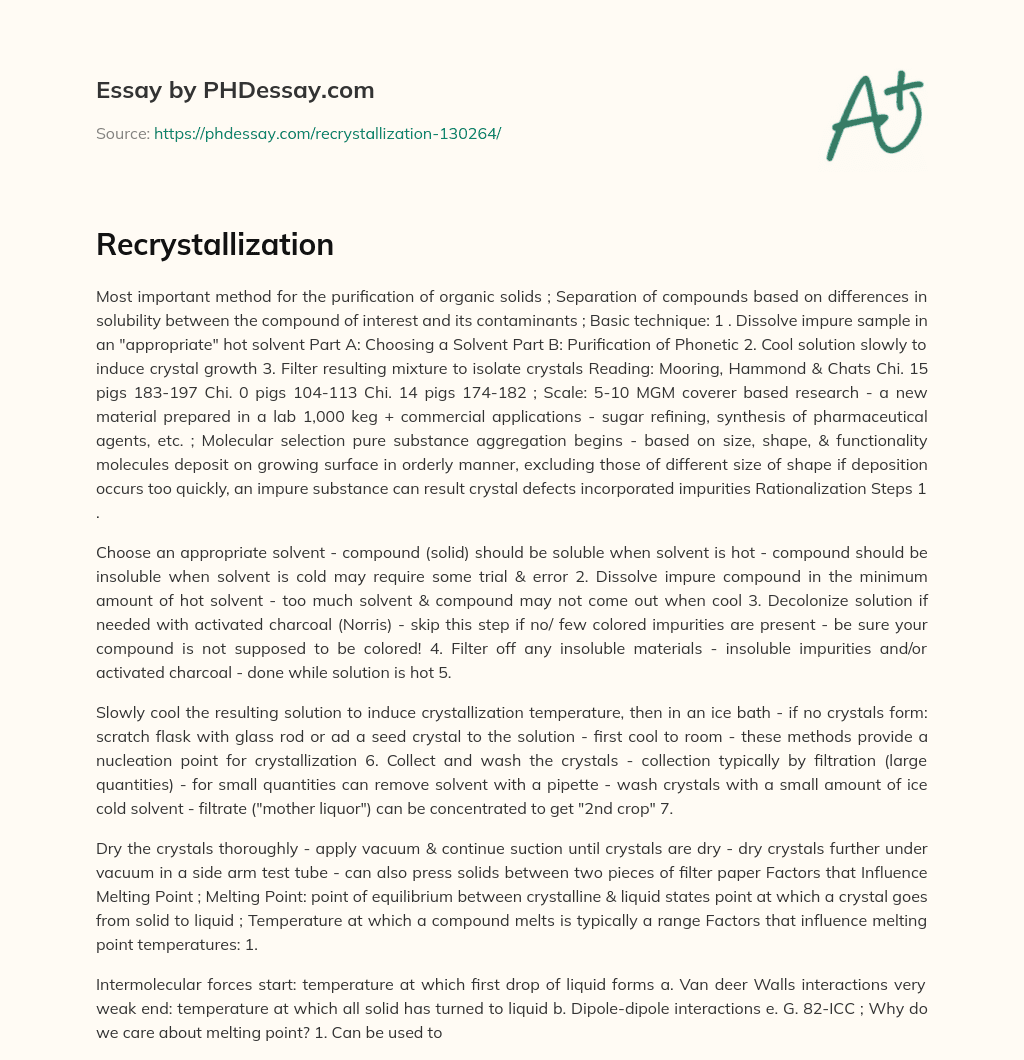 Recrystallization essay
