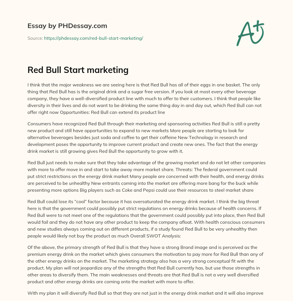 Red Bull Start marketing essay