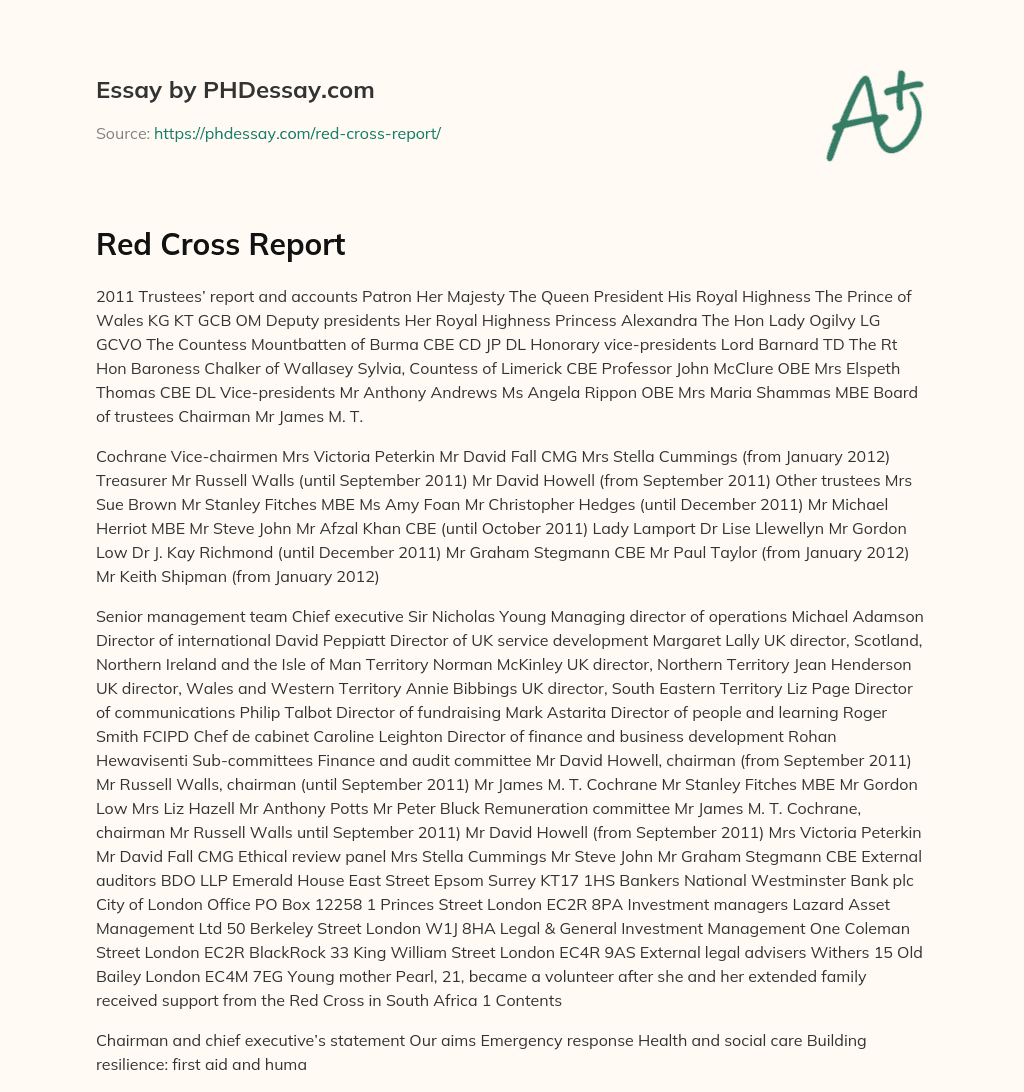 Red Cross Report essay