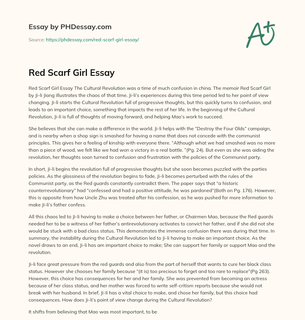 essay on red scarf girl