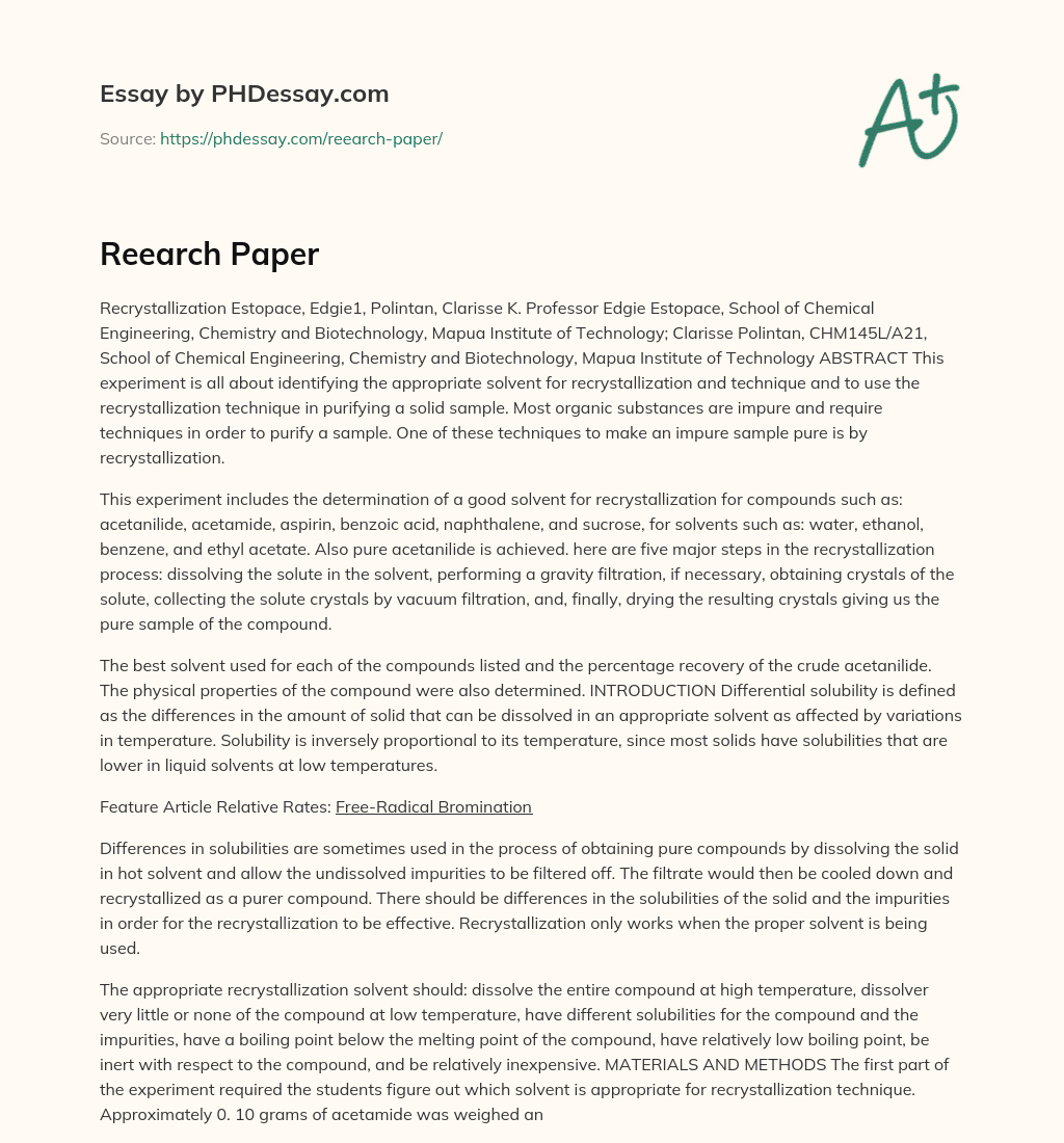 Reearch Paper essay
