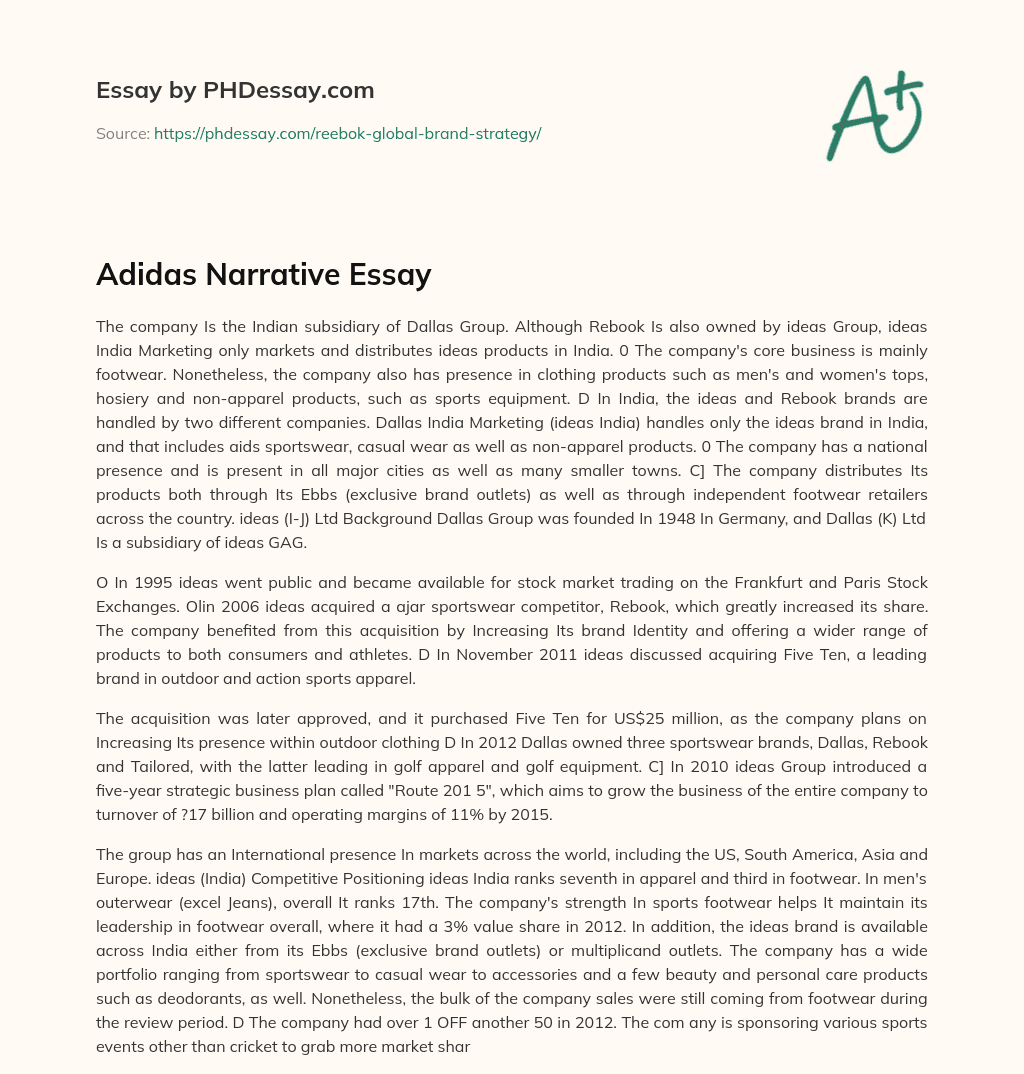 Adidas Narrative Essay essay