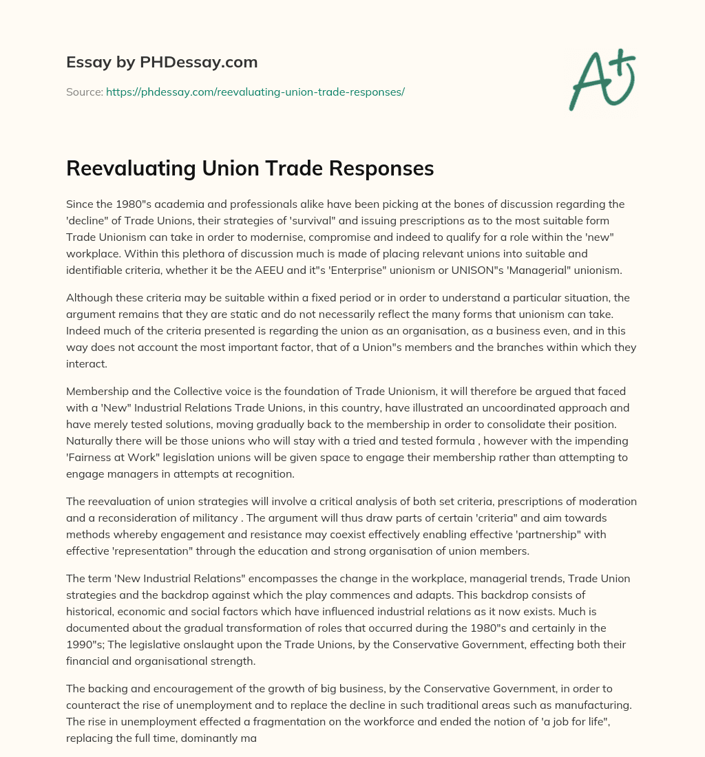 Reevaluating Union Trade Responses essay