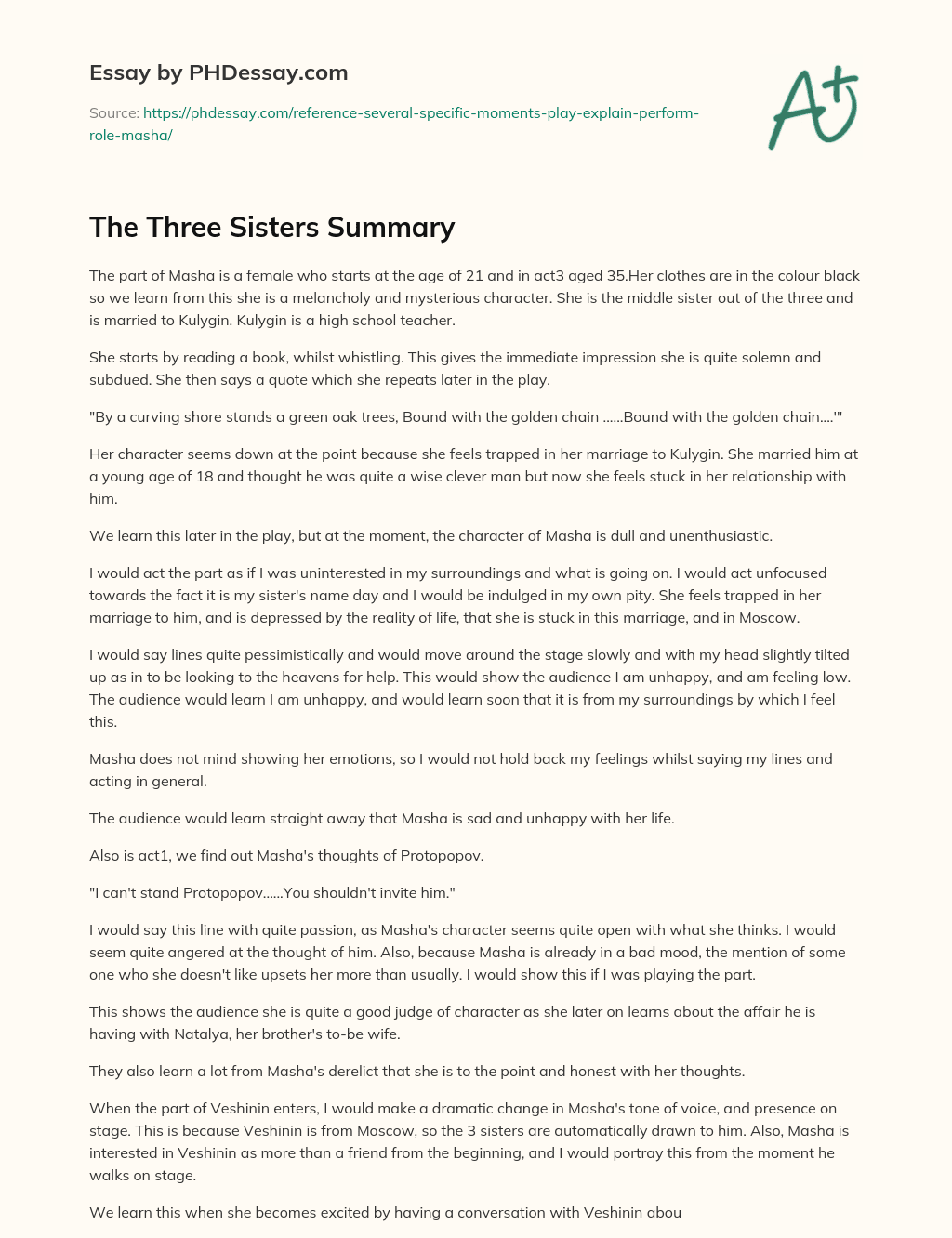 The Three Sisters Summary essay