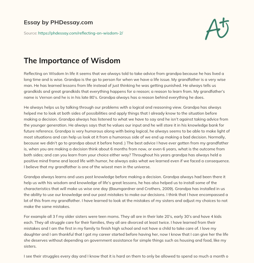 The Importance of Wisdom essay