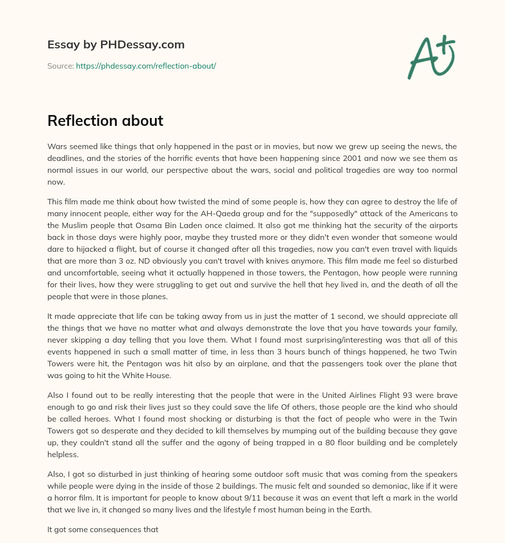 Reflection about essay
