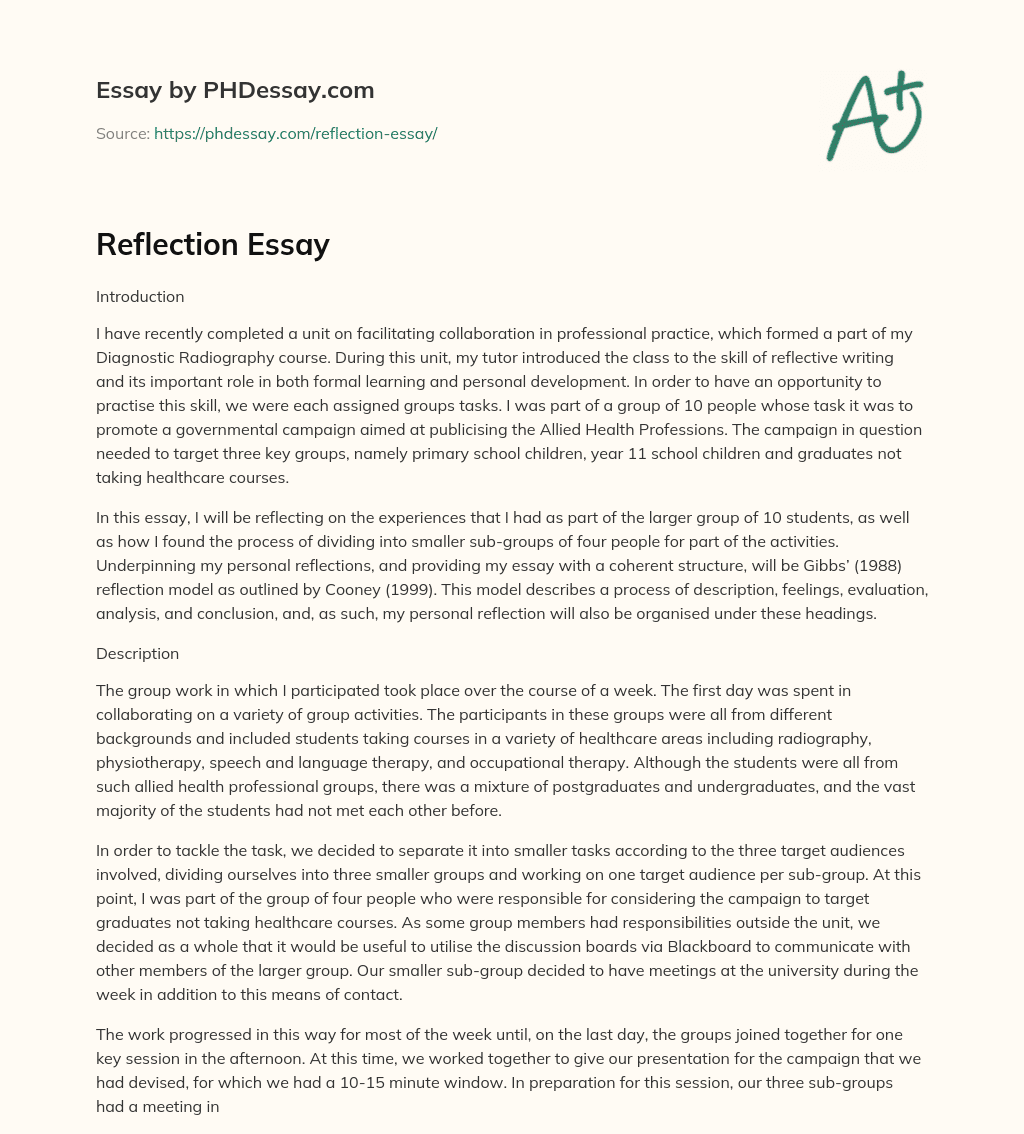 introduction reflection essay