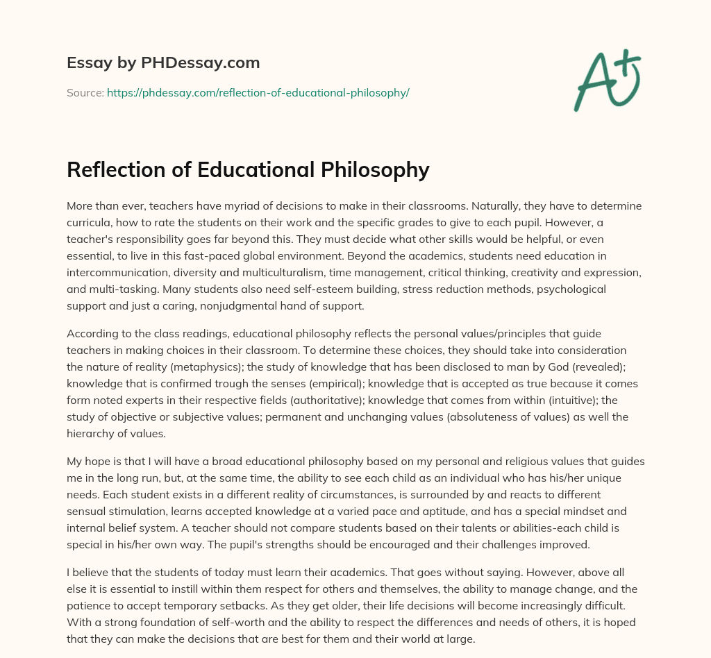 learner centered teaching philosophy reflection essay