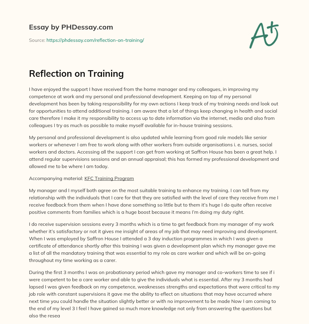 essay about training experience