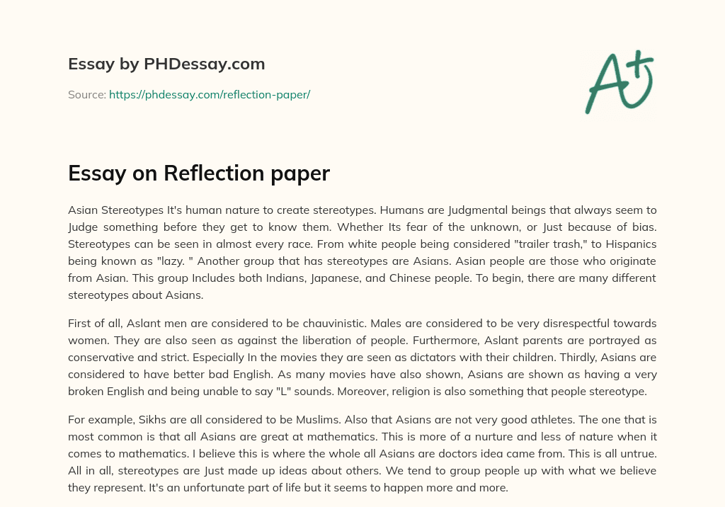 Essay on Reflection paper essay